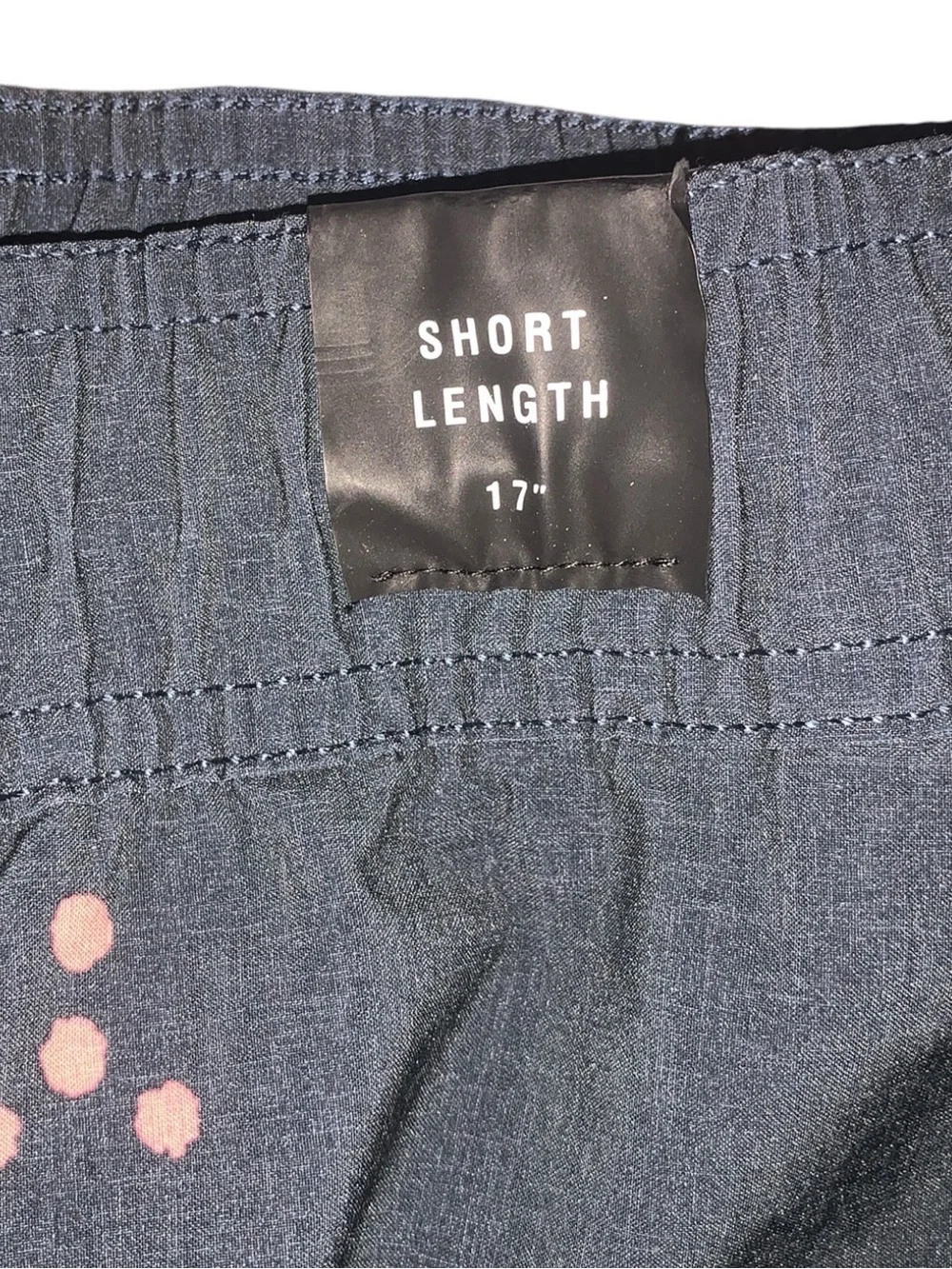RVCA Men’s Large Navy Blue Swim Shorts with Pink & Yellow Dot Clusters